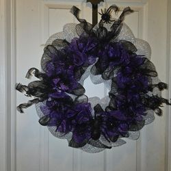 Purple and Black Spider Wreath