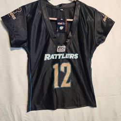 Rattles Women's V-Neck Jersey in Black and Gold