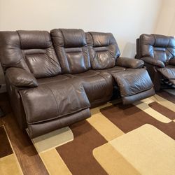 Real Leather Sofa, and Arm Chair 