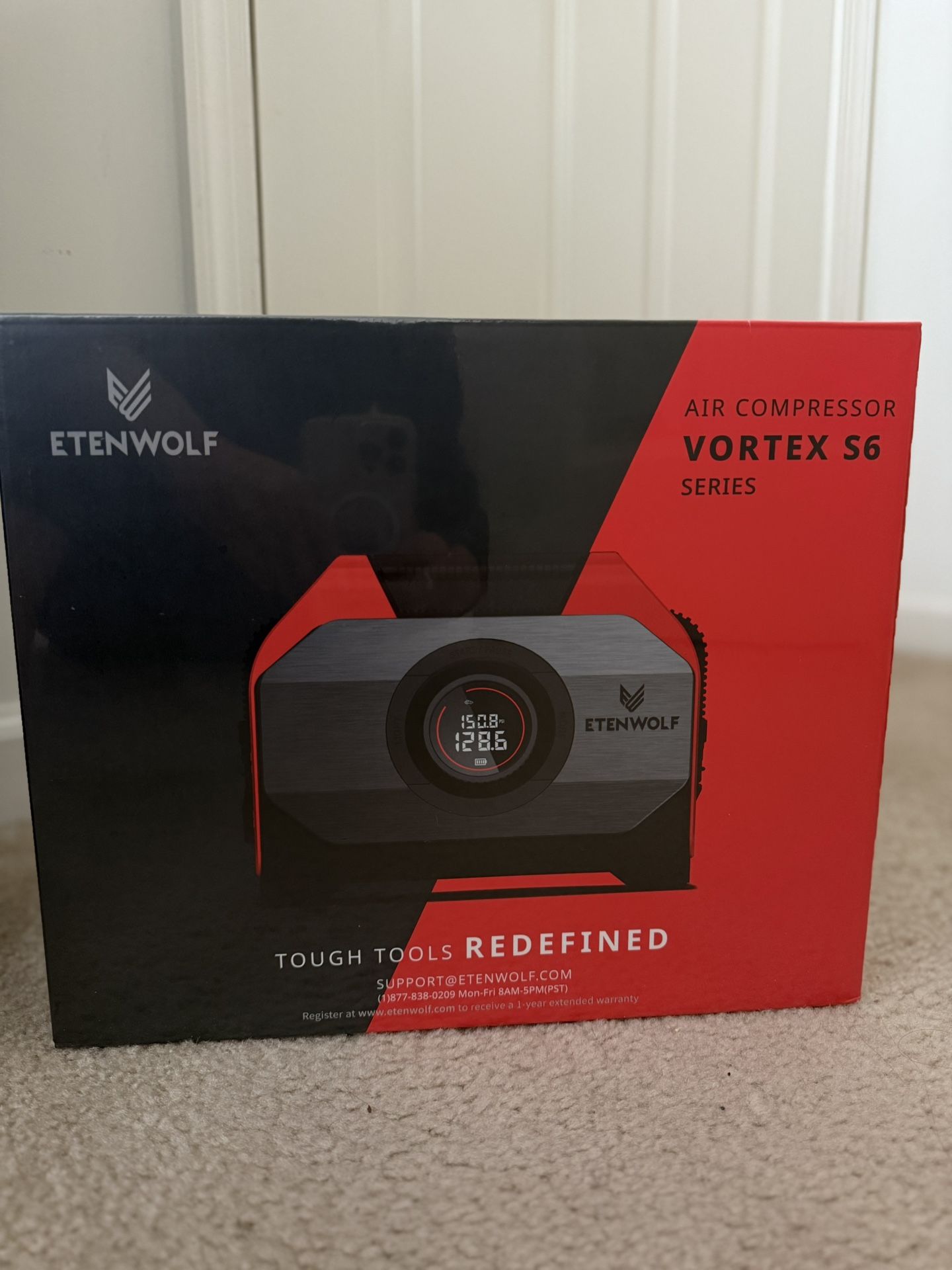 ETENWOLF VORTEX S6 Tire Inflator Portable Air Compressor for Heavy-duty Vehicle, Cordless Air Pump for Car & Inflatables with 19200 mAh Battery