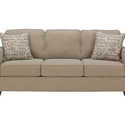 Signature Design by Ashley Alenya Upholstered Sofa with 2 Script Printed Accent Pillows, Quartz