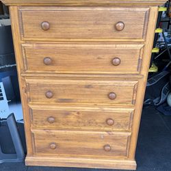 solid Wood Dresser 5 drawer High Boy, Pine chest of drawers tallboy verticle