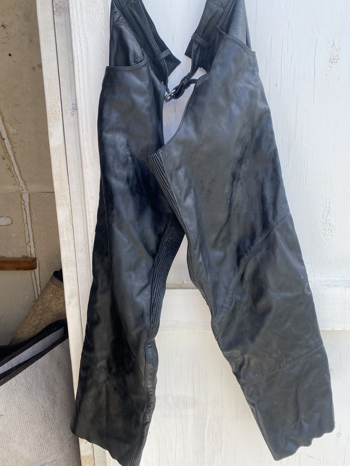 Motorcycle victory, chaps, leather, extra large men’s
