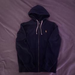 Polo Ralph Lauren Men's Cruise Navy Fleece Full Zip-Up Hoodie, Size Medium
