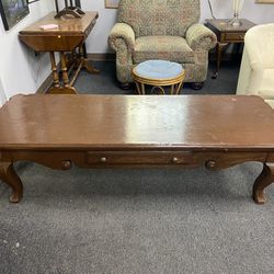 Brown Wood 1-Draw Living Room Coffee Table $65 66” x 24” x 17”