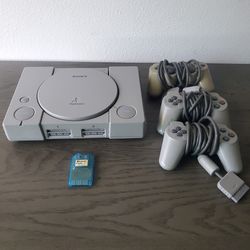 Playstation w/controllers and memory card