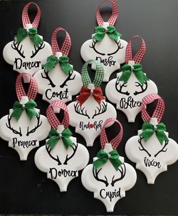 Santa’s reindeer ornaments