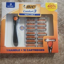Brand New Name Brand BIC Razor Kit With 16 Blade Cartridges And The Handle Brand New