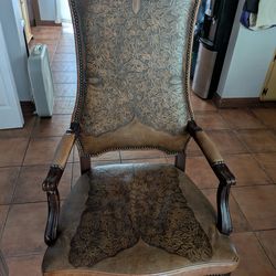 Western style decor chair stamped leather used