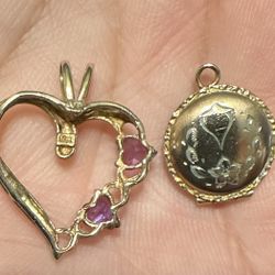 10K Gold Heart Amethyst 20-12K Small Locket Charm