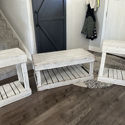 Solid Wood Rustic Distressed Coffee/end Tables 