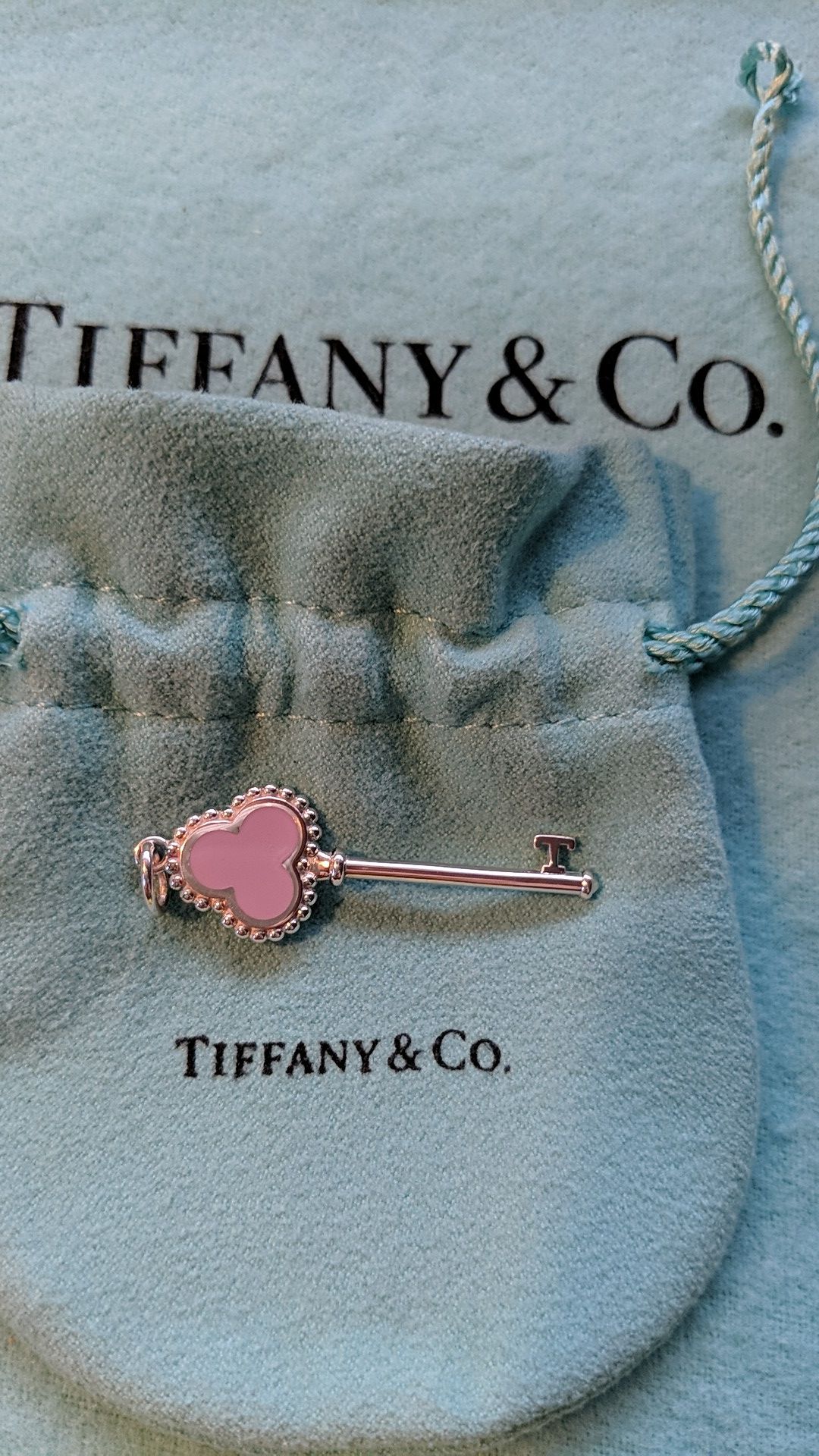 Tiffany Pink Trefoil Key Heart Pendant