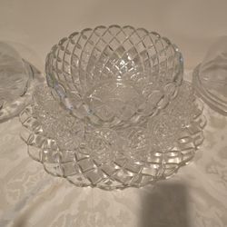 Fancy Glass Punch Bowl Set With Serving Platter & 12 Cups