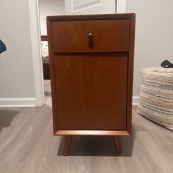 Mid-Century Modern End Tables w/ Storage + Built-In Outlets