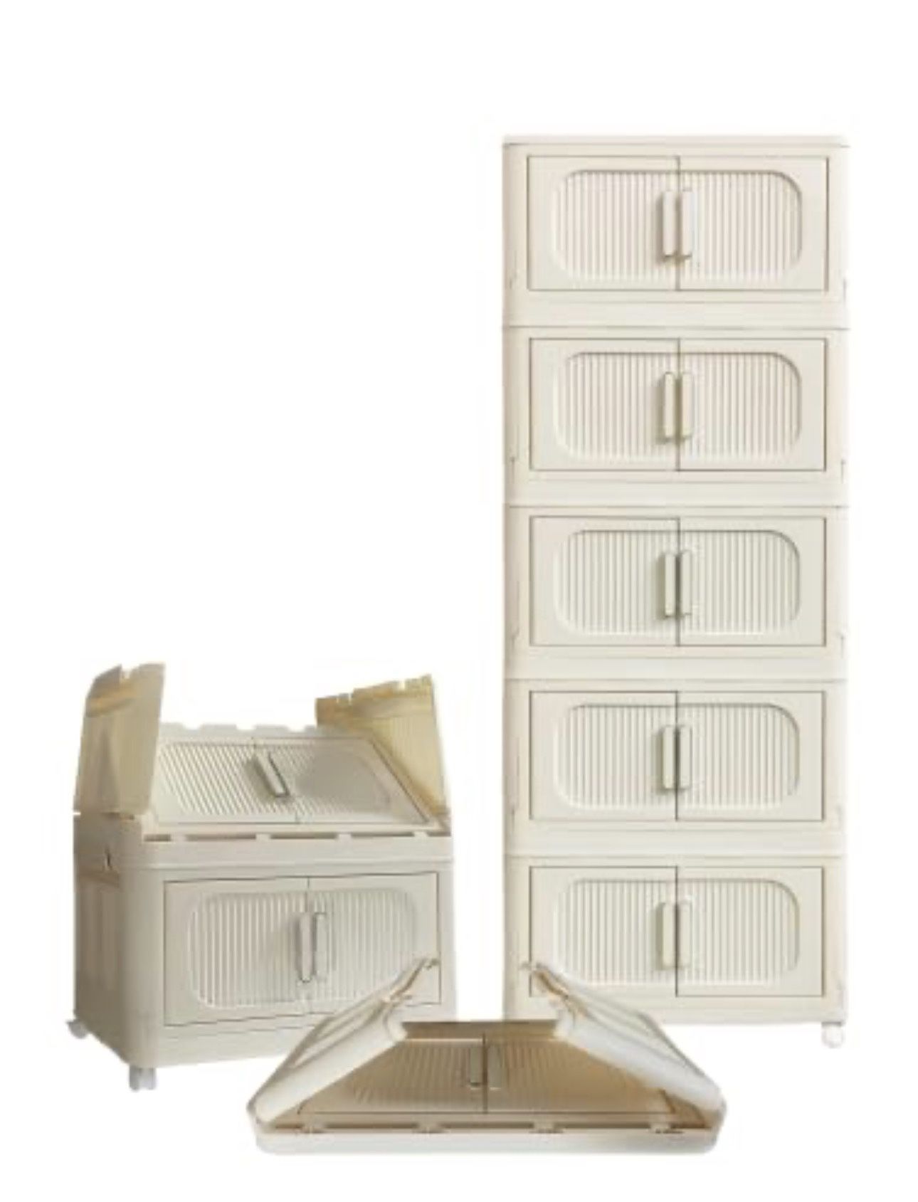 Folding Storage Cabinets- cream color