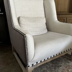 2 Dual colored accent chairs with nailheads