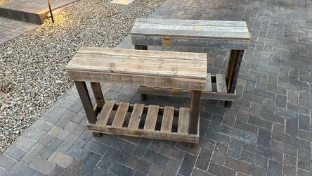 2 Rustic Style Wooden Display Tables