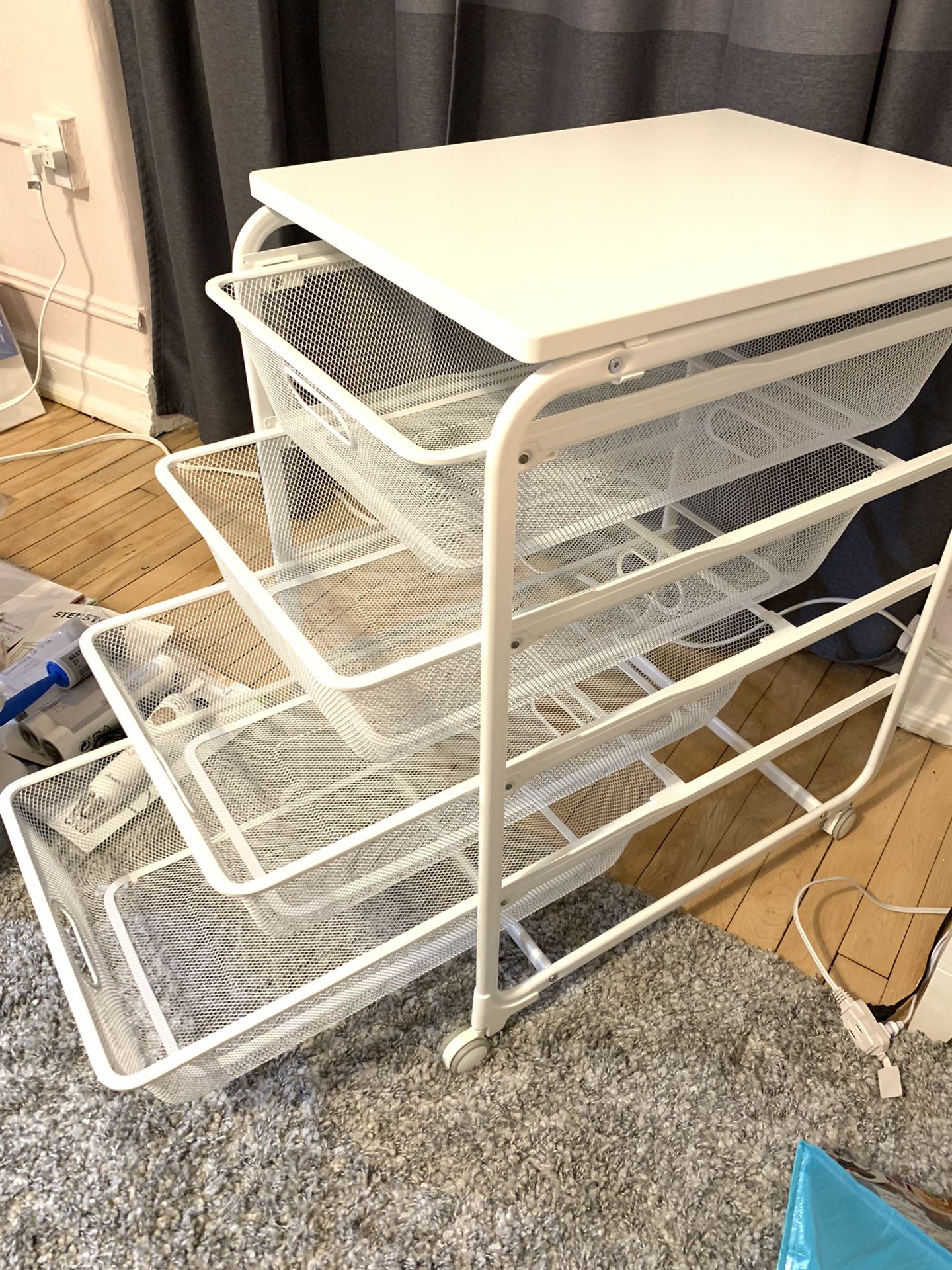 IKEA wheeled 4-mesh drawers cart w/ dust cover