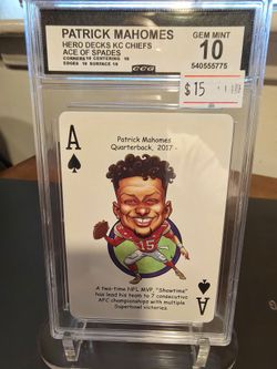 Patrick Mahomes Hero Decks KC Chiefs Ace of Spades CCG Gem Mint 10