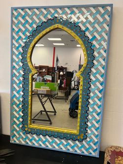 Mirror Mosaic/ Blue/ Silver / Wall Mirror