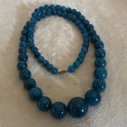 26” Large Turquoise Beaded Necklace With Screw On Clasp