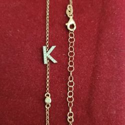 Initial Pendant Necklace Sterling Silver Italy Goldplated Marcasite 1cm Pendant 18" Chain F9 