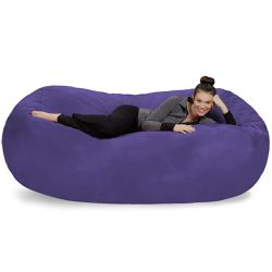 Sofa Sack Bean Bag Chair, Memory Foam Lounger with Microsuede Cover, Kids, Adults, 7.5 ft, Purple