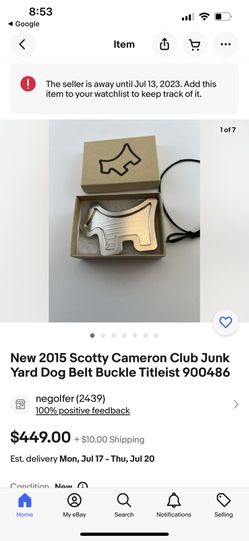 Scotty Cameron Club Junk Yard Dog Belt Buckle for Sale in Desert