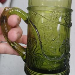 Antique Emerald Pressed Glass Mug