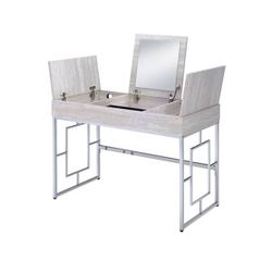 Vanity Desk with Built in USB and Mirror Flip Top Compartment, Makeup Organizer Table