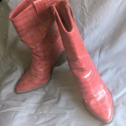 JUSTFAB Red Alligator Skin Boots With Heel.Womens Size 8 US. Like New! $10 FIRM
