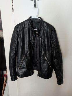 black H&M faux leather motorcycle jacket