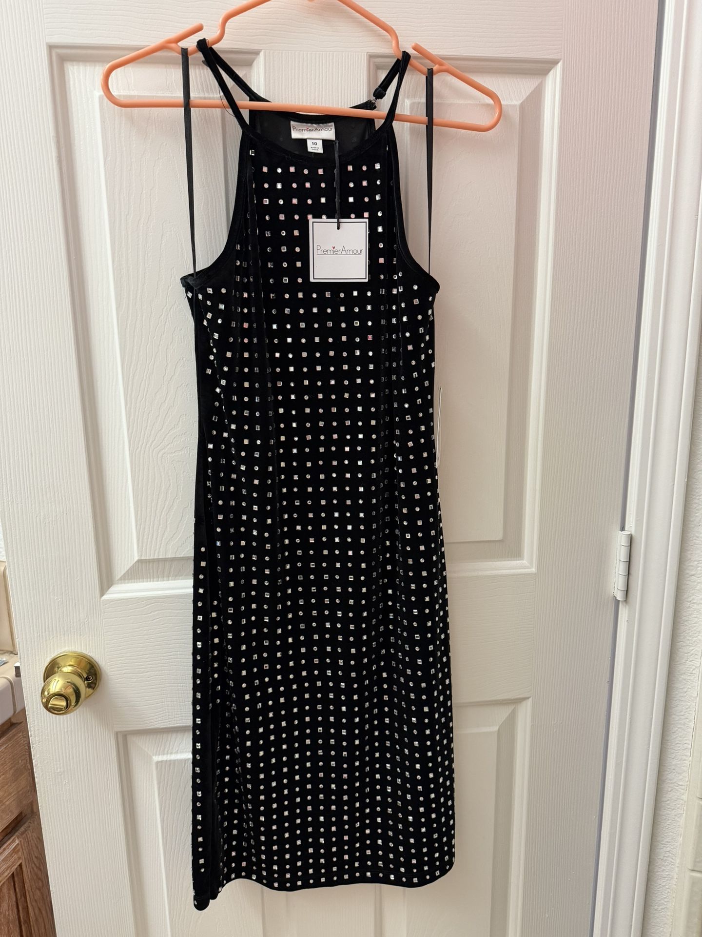 Rhinestone Crystal Black Velvet Dress