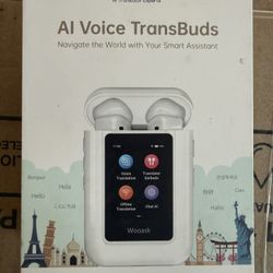 Wooask A8 Translation Earbuds Real Time with ChatGPT, Offline Translator Earbuds No APP Needed, 144 Languages Two-Way Voice Translation White