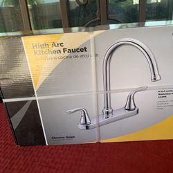 Two Handle High Arc Swivel Kitchen Sink Faucet Chrome Finish