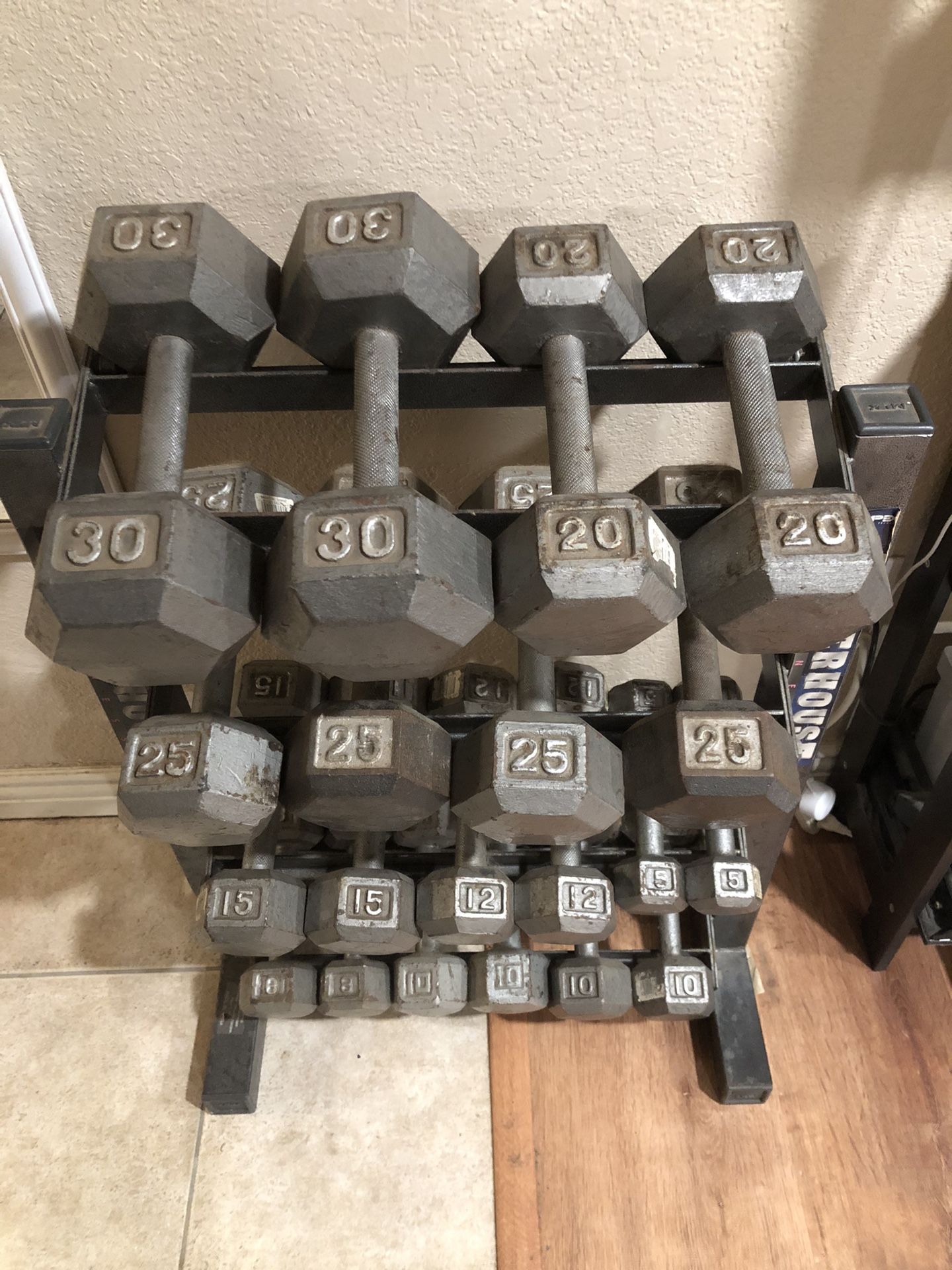Gym Rack with Dumbbells