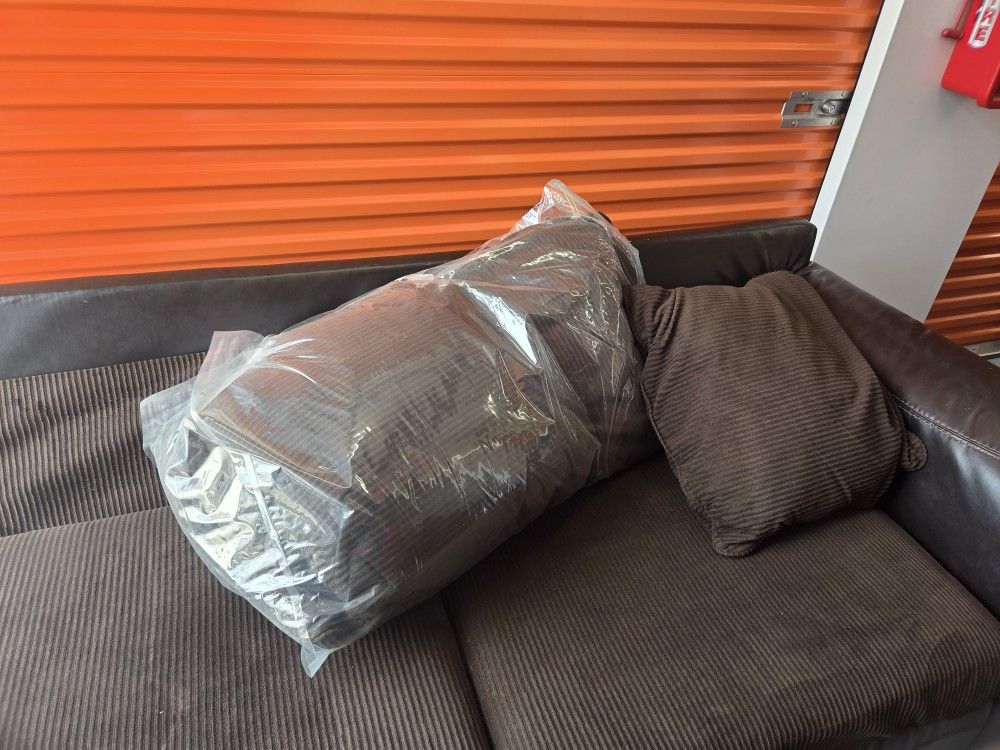 PICKUP ONLY - Ashley Furniture 2 Piece Sectional Sofa Set With Pillows And Faux Leather, LEFT FACING CHAISE