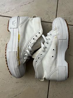 white adidas Nizza Trek Originals high-top platform sneakers