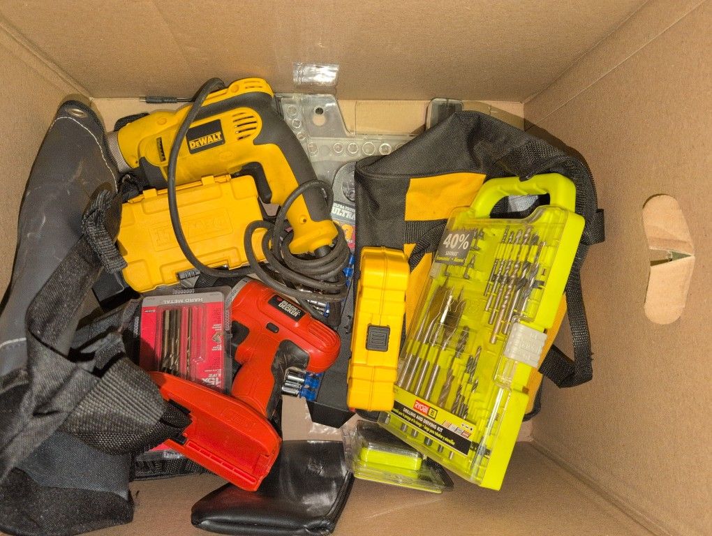 Black Decker Cordless Drill And Dewalt Wired Drill Set