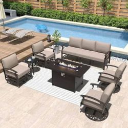 Aluminum patio furniture aluminum swivel rocking chairs fire pit propane outdoor patio furniture brand new 🆕☑️🚎🚛
