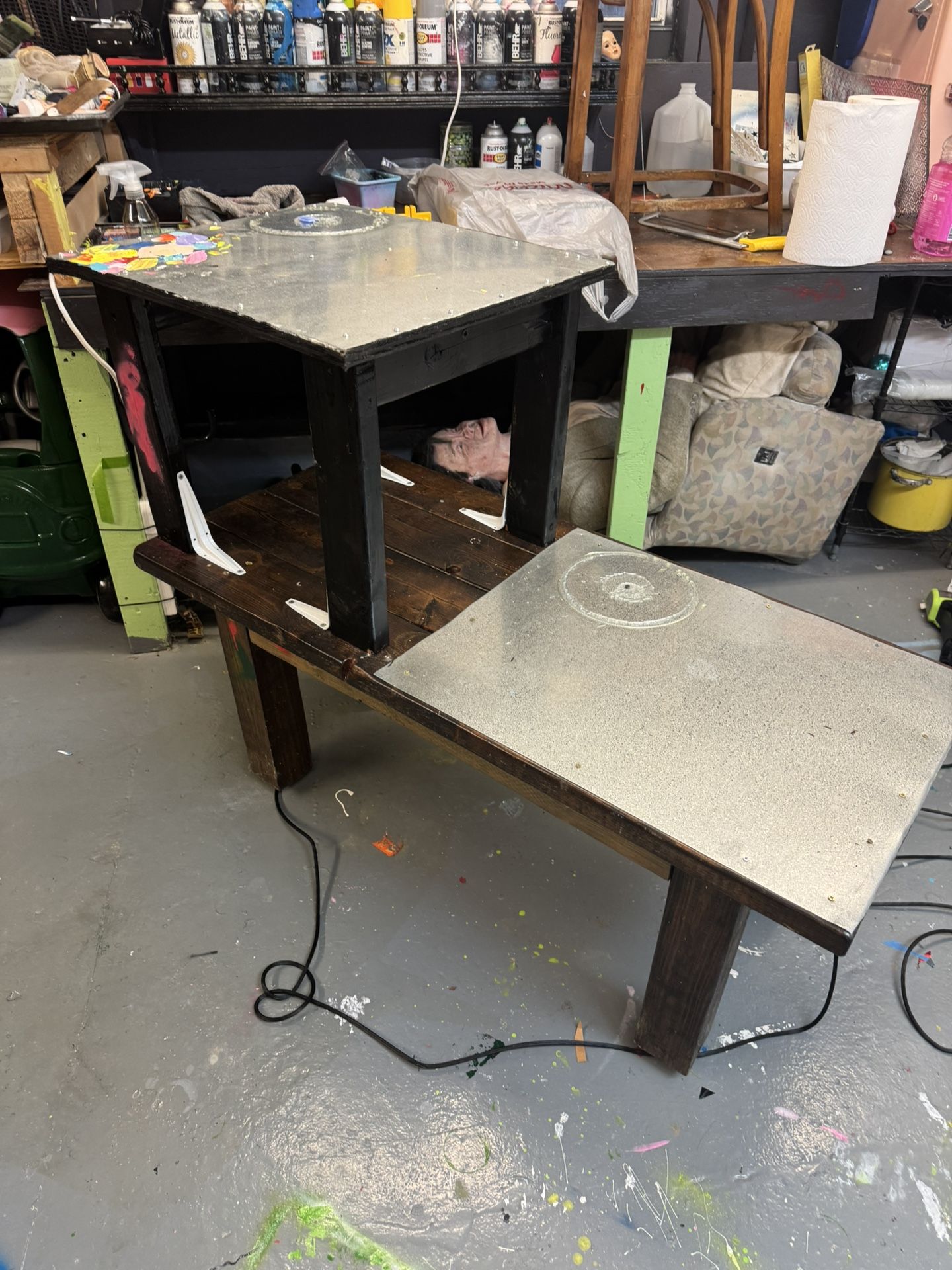 Work Table On Rollers With Metal Top