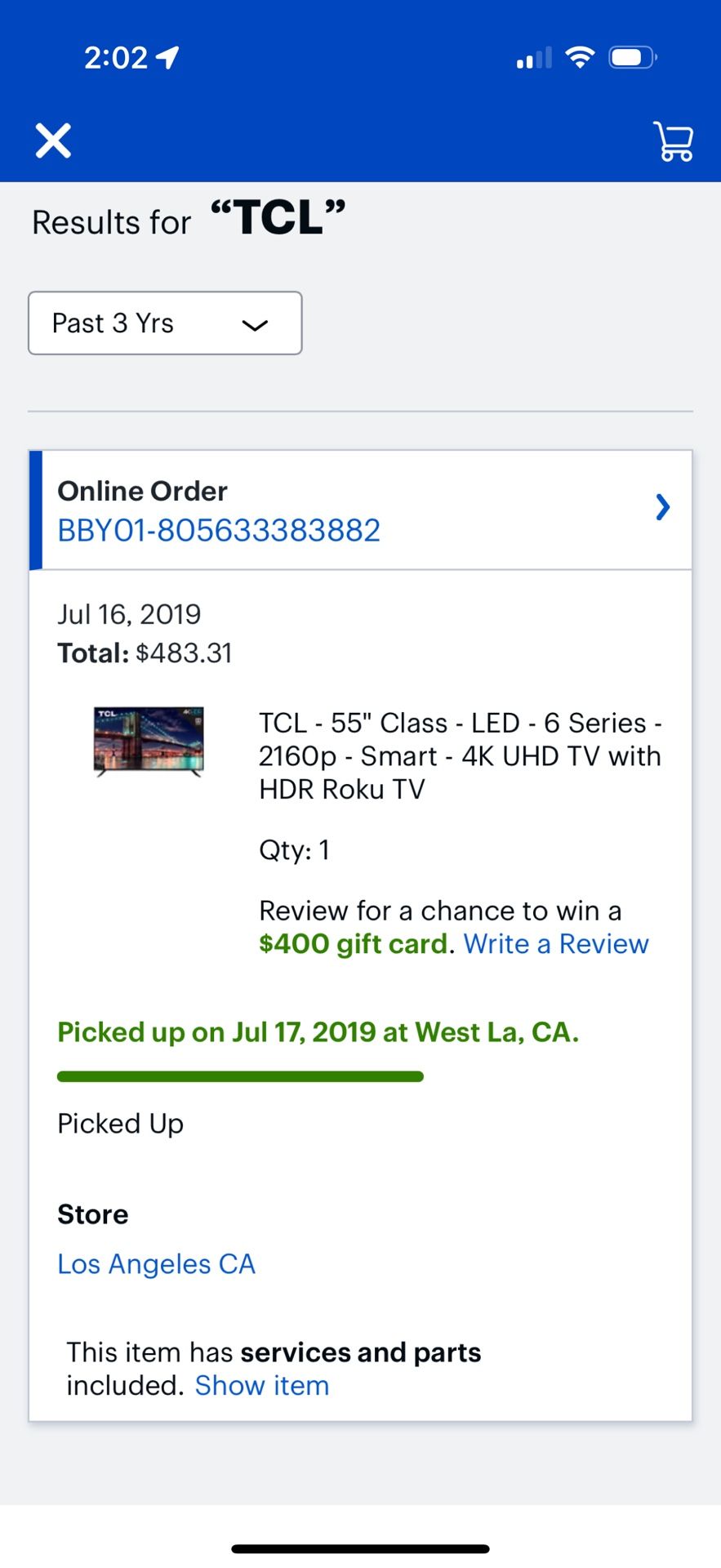 TCL 55” 6 Series Great Condition