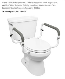 Carex Toilet Safety Frame - Toilet Safety Rails With Adjustable Width - Toilet Rails For Elderly, Handicap, Home Health Care Equipment After Surgery, 