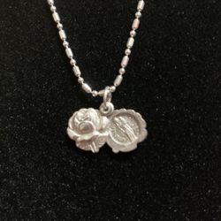925 Bead Necklace W/ Rose Locket 