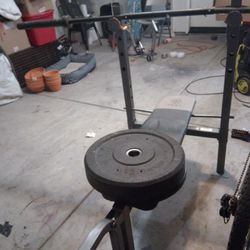 Weight Bench And Bar 2  45 Lb Weights