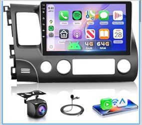 Podofo 10.1” Android 15 Car Stereo for Honda Civic 2006-2011 w/ CarPlay & Camera