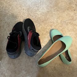 Sneakers/puma + lt Green Flats/ Dress Shoe