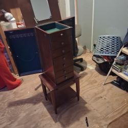 Cherry Wood Finish 3 Ft Tall Jewelry Box 