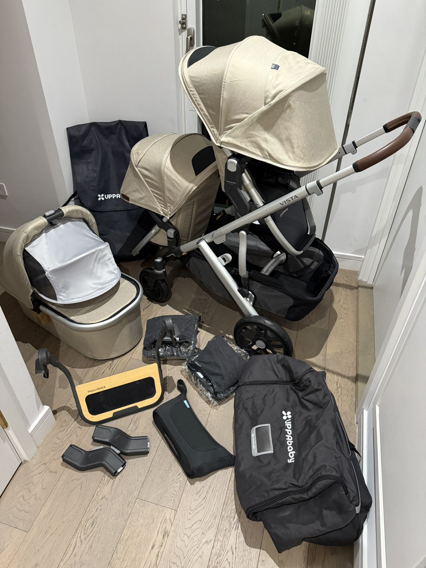 Uppababy Vista V2 Double Stroller With Bassinet & PiggyBack + Accessories All What You Need From Birth