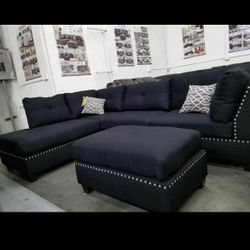 Sectional Set Black, Gray And Espresso 